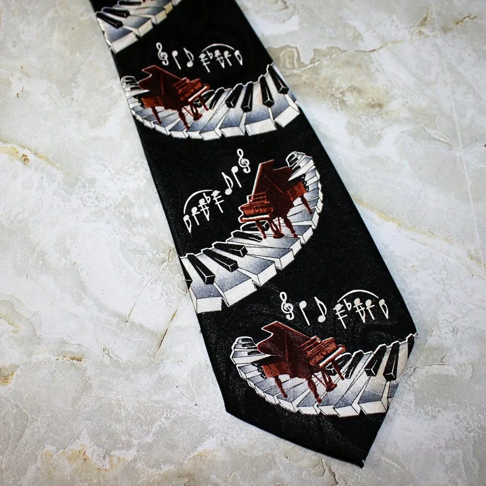 FRATELLO Neck Tie Piano Baby Grand Keyboard Colorful Musical Necktie